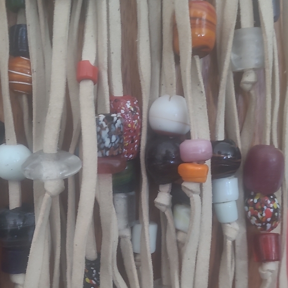 BOHEMIAN FRINGE BEADED NECKLACE WITH GLASS AND RESIN BEADS - Picture 3 of 12